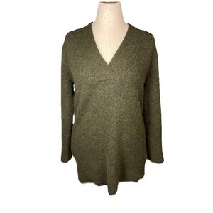 Banana Republic Deep V Neck Tunic Sweater Wool Mohair Size Small Olive Green